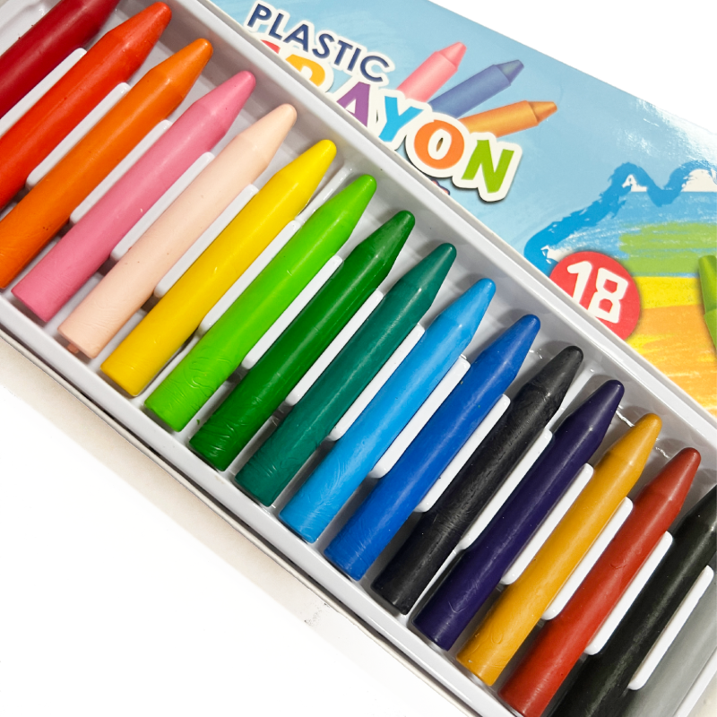 Hot Selling 18PCS Non Toxic Silky Stationery Art Coloring Set Plastic Crayon