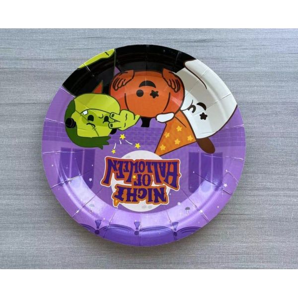 7inch Customizable Degradable Disposable Paper Plate for Home Barbecue and Catering