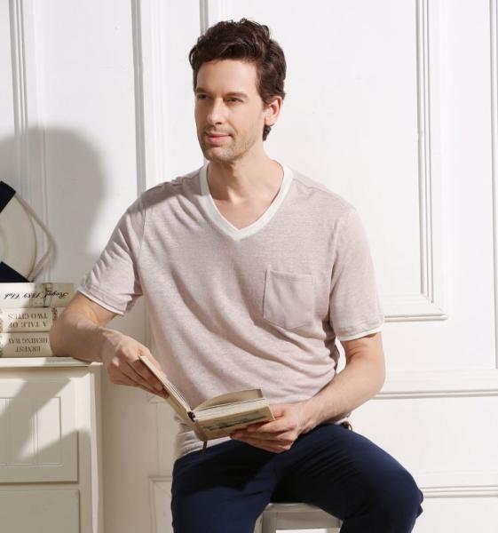 Lightweight Hemp V Neck T Shirt European Asian Amercian Standard Size