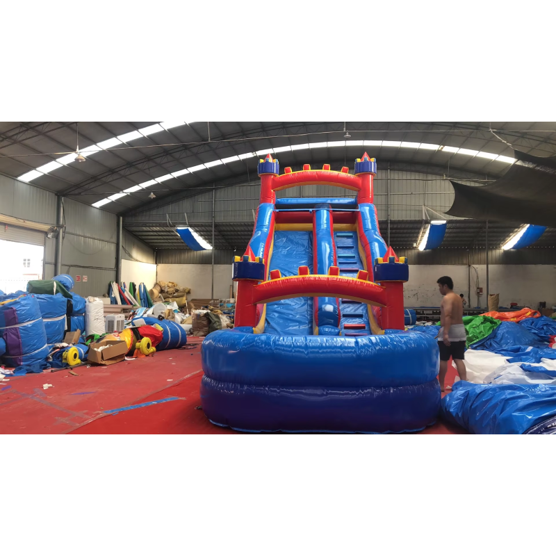 Max Capacity 100-500kg Clearance Above Ground Pool Water Slide with Pool and Blower