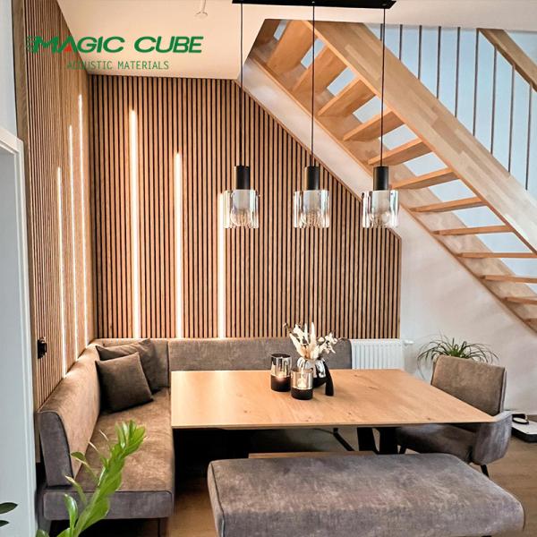 Lightweight MDF Polyester Fiber Wood Slat Wall Panels For Acoustic Control