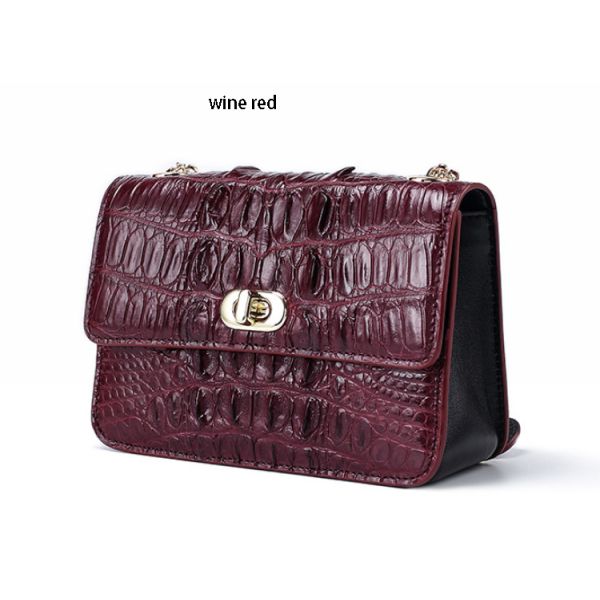 Fashion crocodile skull leather bag for women with one shoulder slung chain small square bag