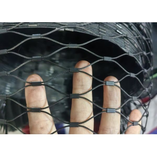 Black Oxidized 20*20mm Stainless Steel Aviary Mesh Cable Net Panels 7x19