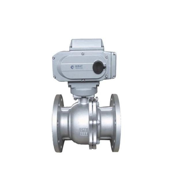 Straight Through Type Electric Control Valve Flange Connection Electric V Port Ball Valve
