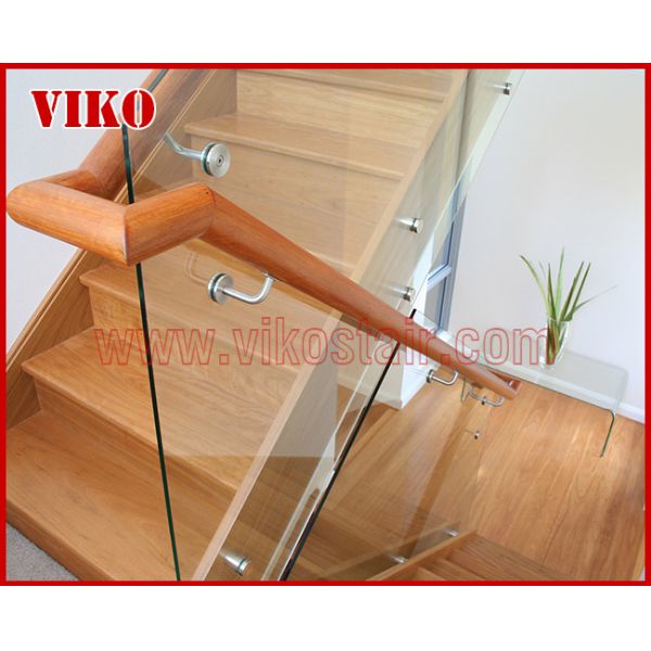 Double Steel Plate Staircase VK61S Tread beech ,Railing tempered glass, Handrail b eech Stringer,carbon