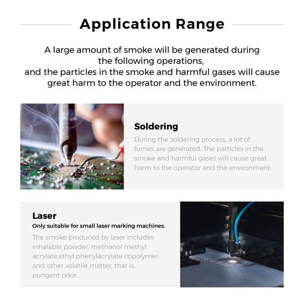 KNOKOO FES80S Mini Portable Fume Extractor | 80W Desktop Smoke Absorber with HEPA Filter for Laser Engravers and Electronics Soldering