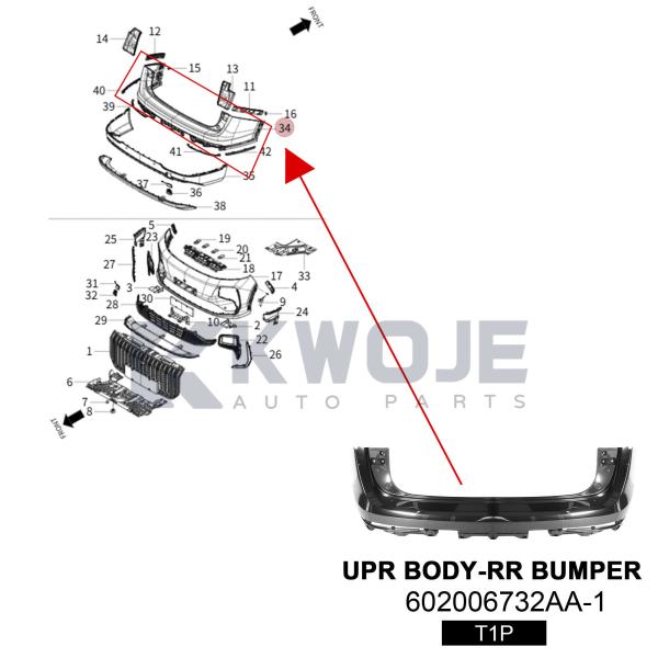 OEM 602006732AA-1 Auto Part Upgrade Body Rear Bumper For Jetour L9