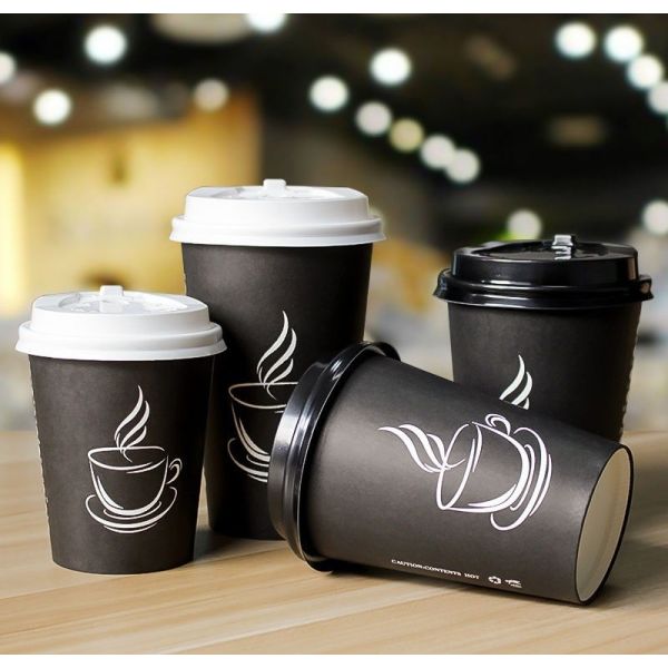2.5oz Custom Printed Black Disposable Coffee Cups 8oz Coffee Single Wall Cups