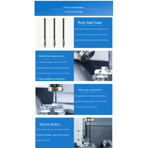 Renishaw A-5003-6512 Three-Coordinate Stylus 6.0 200mm Long Carbon Fiber for Milling Machine M4 Tooth Ruby 0.1kg 3 Months