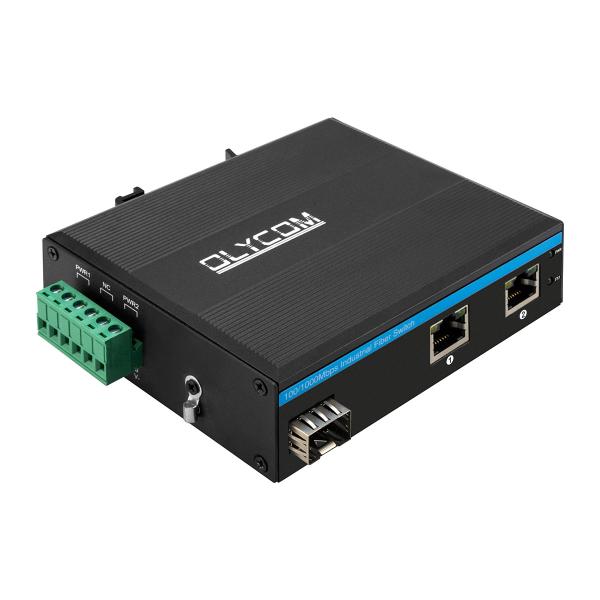 Industrial Unmanaged POE Switch 2 Port Gigabit SFP Fiber Network IP40 Fanless DIN Rail