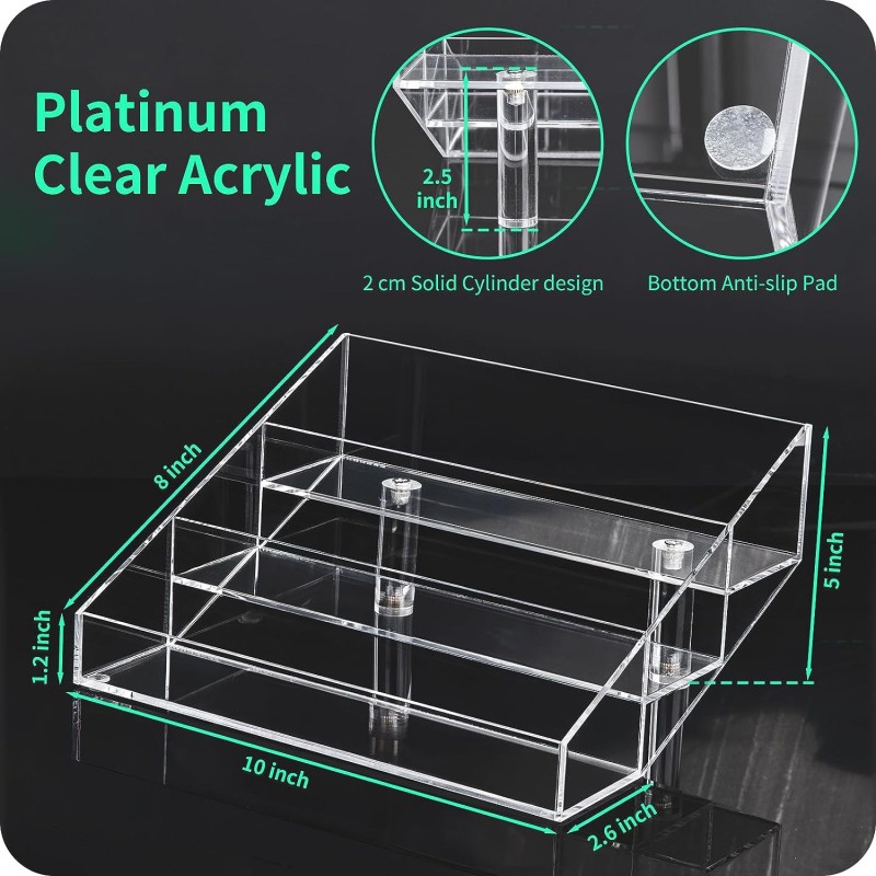 Wholesale Modern 3-Layer Transparent Skin Care Display Shelf 10-Inch Acrylic Perfume Storage Rack for Living Room Bedroom