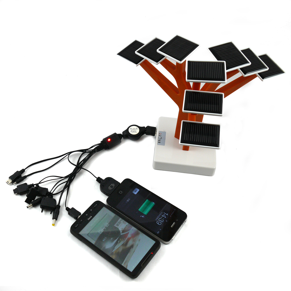 3000mAh Portable Solar Power Tree Charger, Solar Christmas Tree Charger Wiht Solar Panel