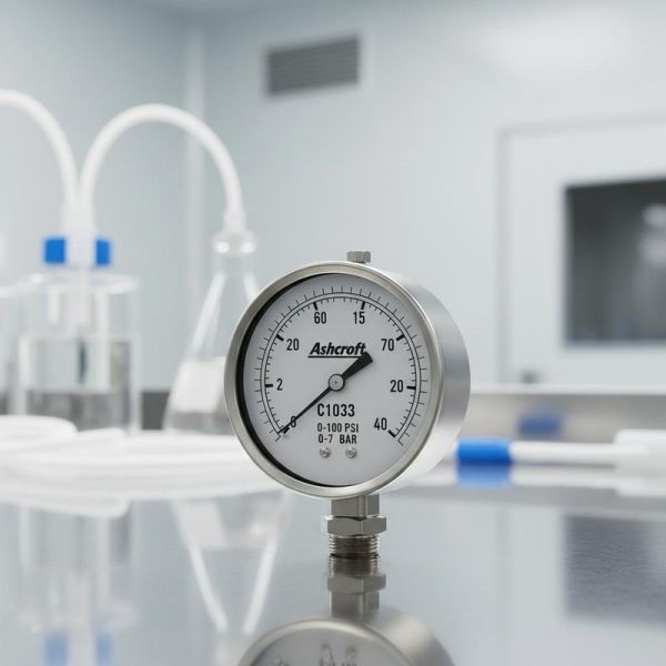 Pharmaceutical Sanitary Pressure Gauge 63mm 100mm Dial With Fully Welded Structure
