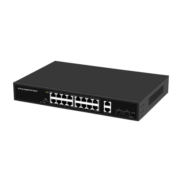 16-Ports Gigabit Poe Switch Support 48V Poe, 200W Poe Power