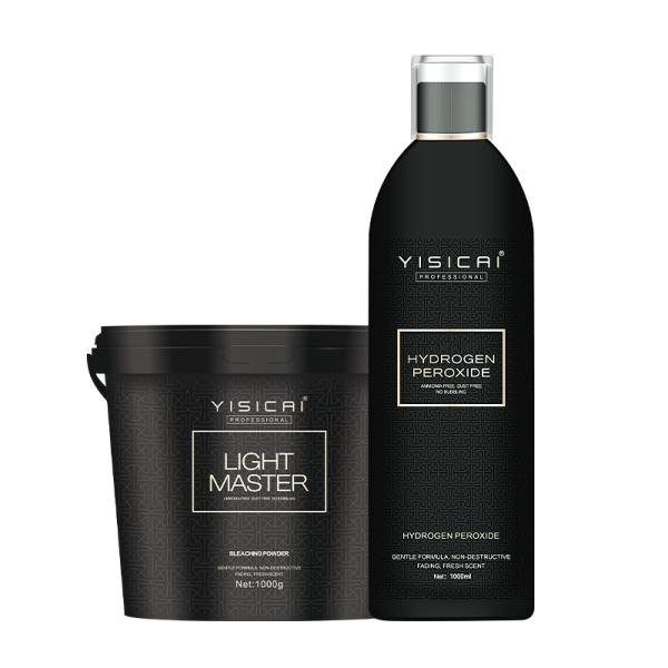 Poudre de blanchiment de cheveux de levage de 9 niveaux de marque privée bleu clair formule à base de plantes à faible teneur en ammoniac cosmétique professionnelle certifiée GMP