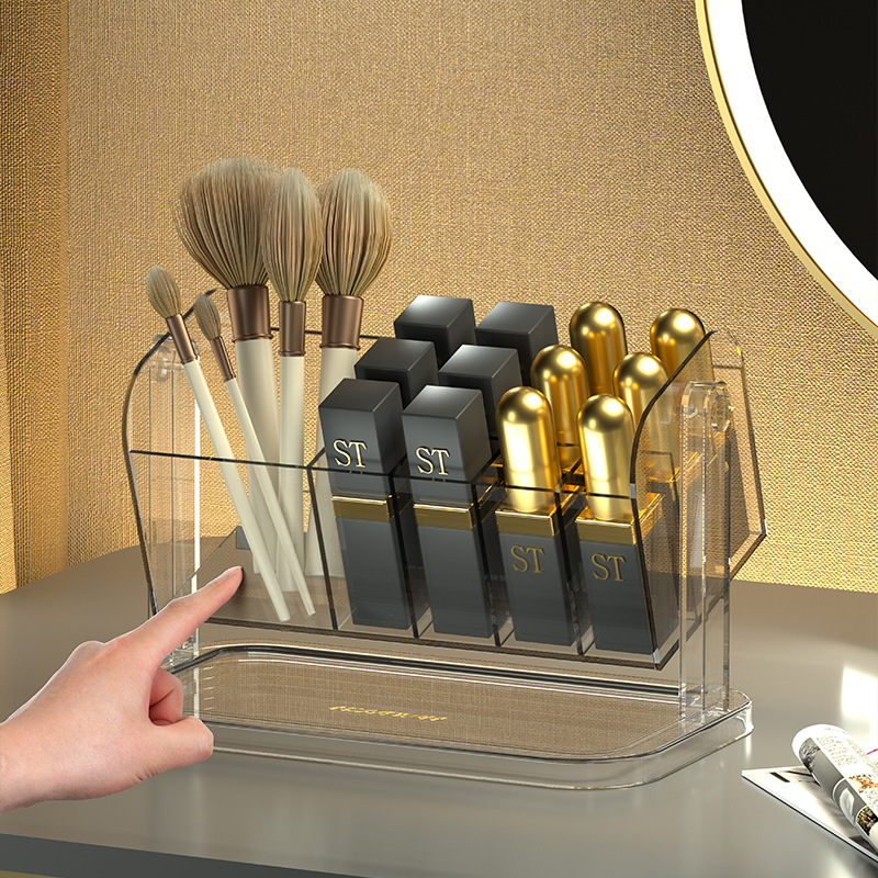 Lipstick Compartment Storage case Transparent Acrylic Makeup Brush Storage case Desktop High-end Cosmetics Storage Rack
