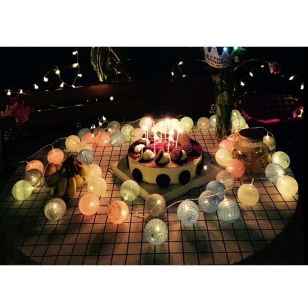 LED Cotton Balls Fairy Lights Battery Operated Wool Balls String Light Variable Length for Bedroom Party Garden Indoor Wedding