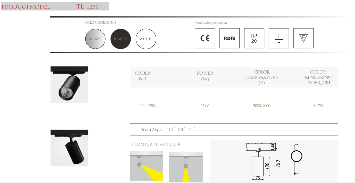 Integrated adaptor 3/4-wire CRI90 anti glare flicker free combined 20W-25W 35W COB LED track light Aluminium Surface t