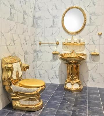 Golden Hotel Banheiro Sanitário Com Pedestal Bacia Lava-louças Toalhas Suspensas