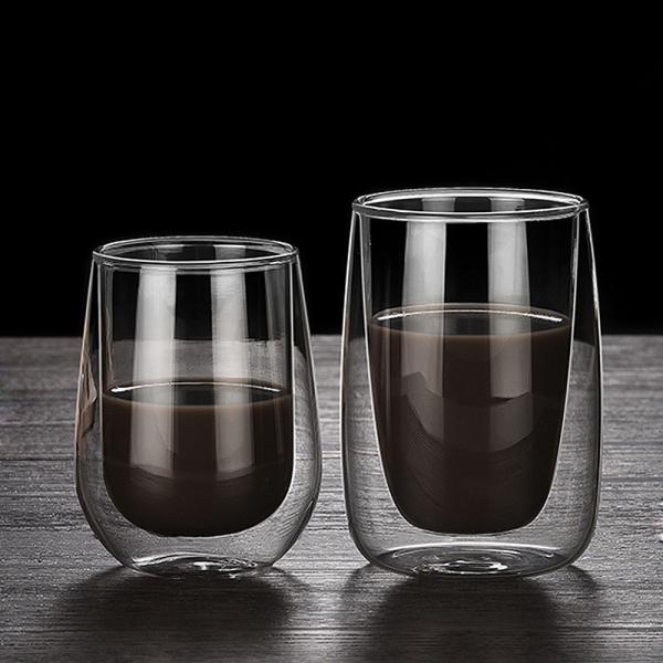 Insulated 180ml / 250ml Glass Cup , Heat Resistant Double Wall Coffee Cups