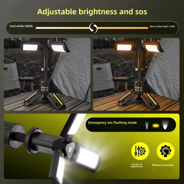 Rechargeable Camping Lantern Outdoor Hiking Fishing Tent Lamp 6000 LM Super Bright Magnetic Rotatable Telescopic LED RV