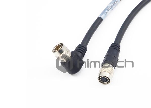 Right Angle Hirose 12 Pin Male Female Connector Cable 5 Meters For Analog Camera