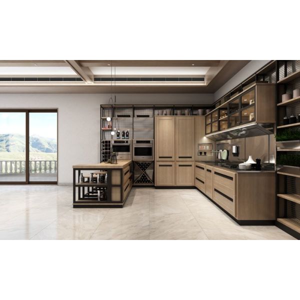 Armoires de cuisine modernes en acier inoxydable haut de gamme