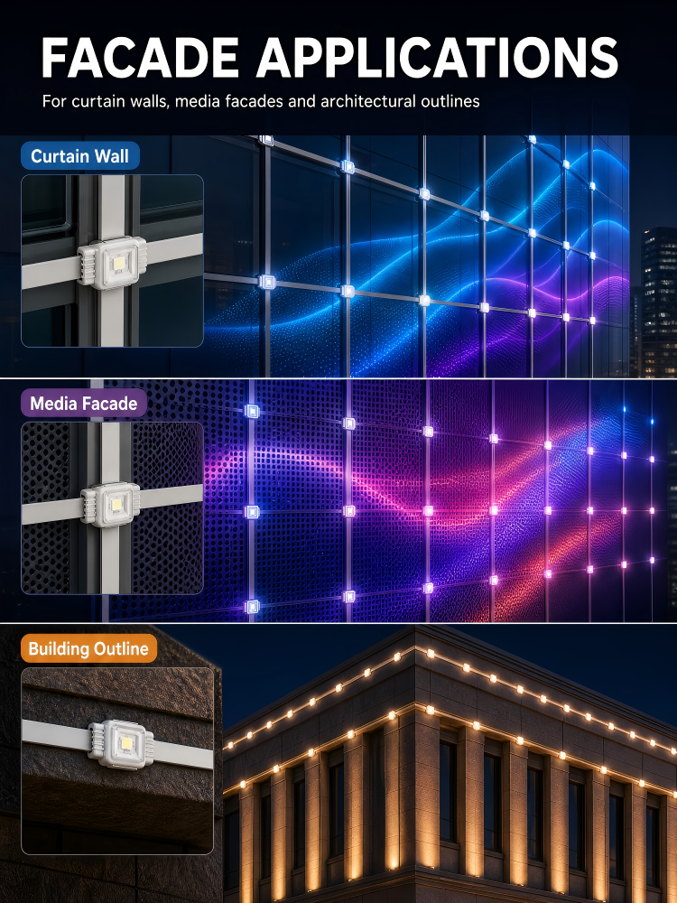 Ultra Thin 13mm Square LED Pixel Lights 0.3W DC5V Aluminum Channel For Ceiling Edge Decoration