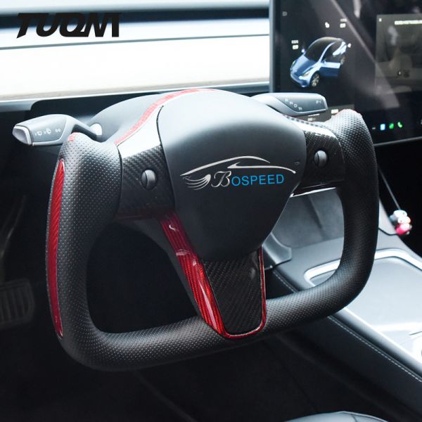 Yoke Tesla Carbon Fiber Steering Wheel 100% Fit Durable Ergonomic Grip