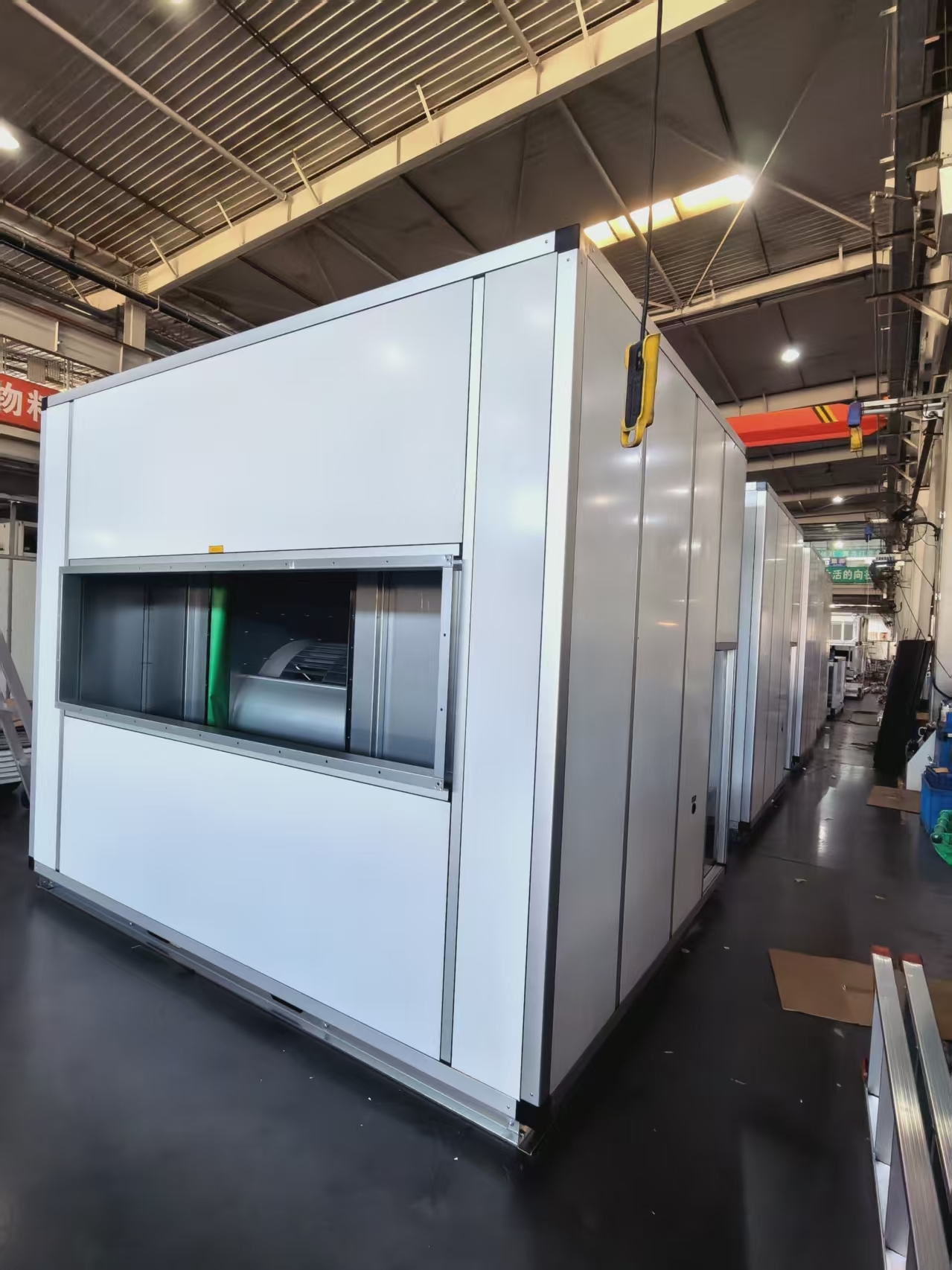 Combine Air Handling Units AHU with built in blower exhaust fan and heat exchanger for air replacement and indoor air management