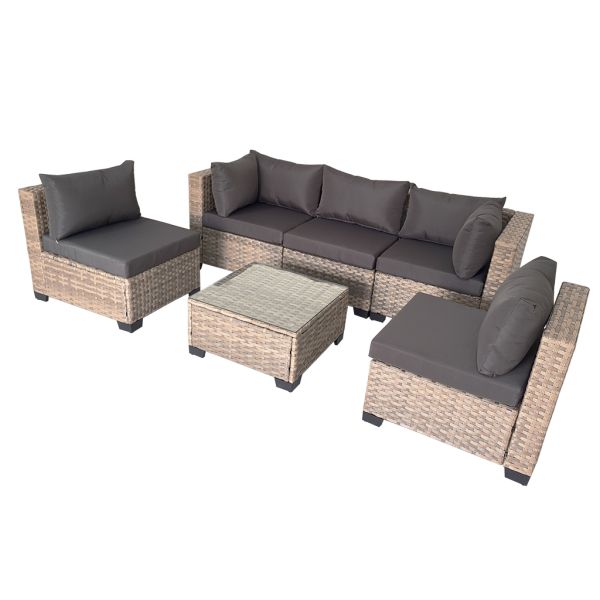 Wholesale Sectional Sofa Garden Corner Set Factory Hot Sale Customizable 6 Pieces Outdoor Rattan Sofa