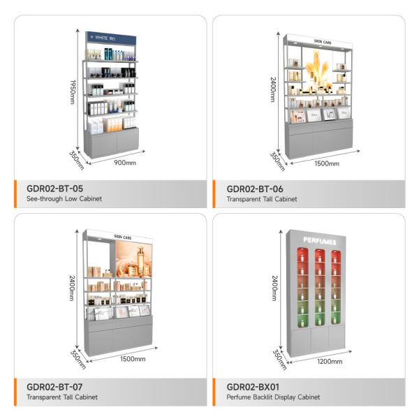 Retail Store Design Simple And Stylish Skincare Back Cabinet With Light Box For Compact Shop Cabinet And Premium Display Cabinet