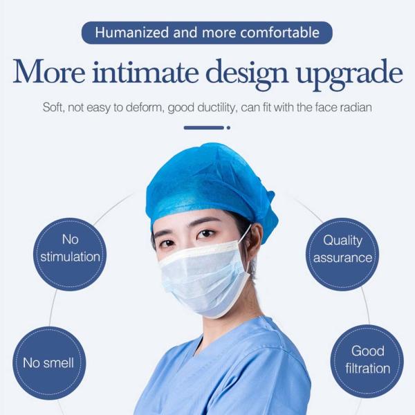 Adjustable Nose Piece Disposable Face Mask , Non Woven Surgical Mask Customized