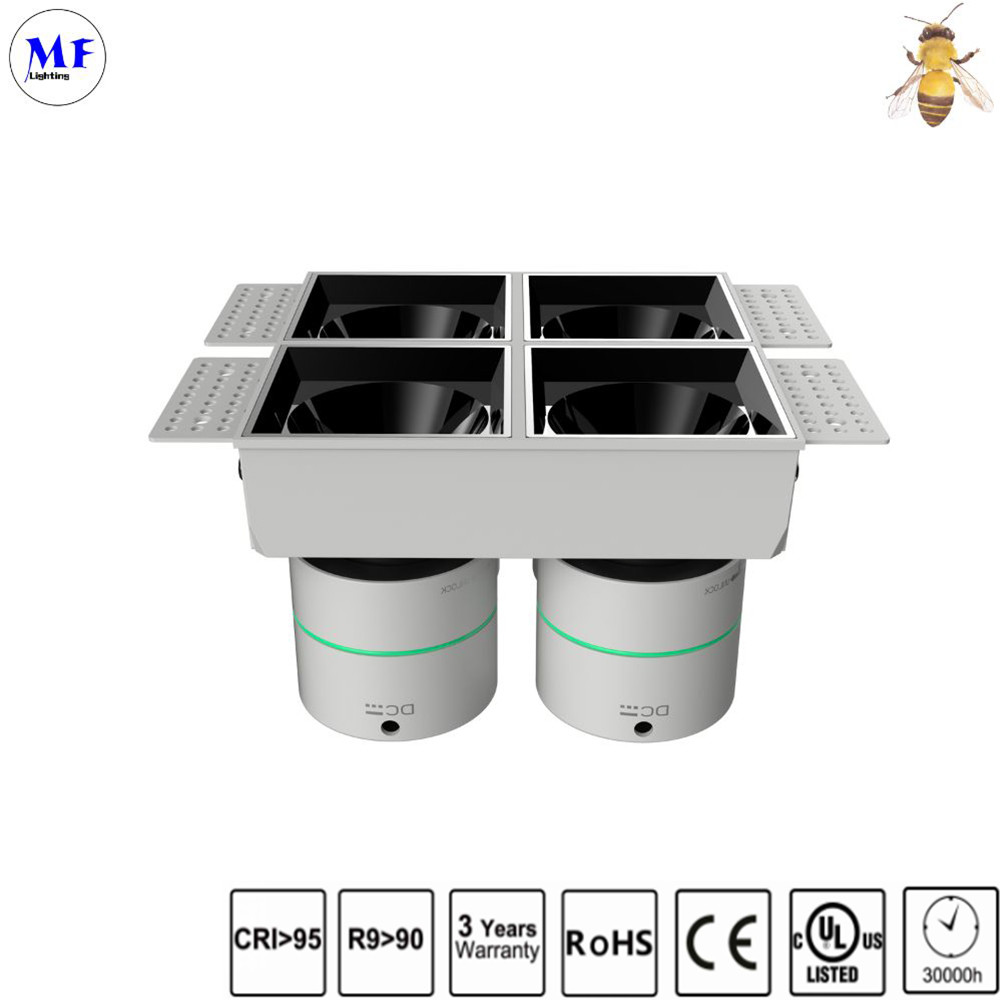 Алюминиевый корпус с квадратной отделкой 12W / 2X12W / 3X12W / 4X12W Заглушенное освещение внутреннего освещения