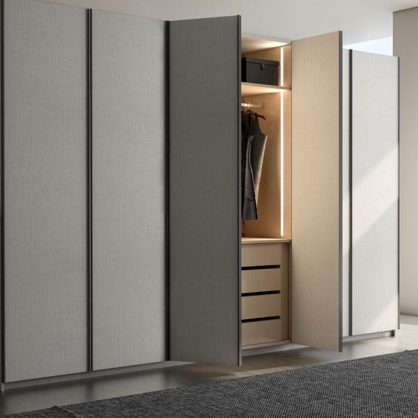 Melamine Grey Fabric Wardrobe Texture Clothes Wardrobe Modern Wooden Storage