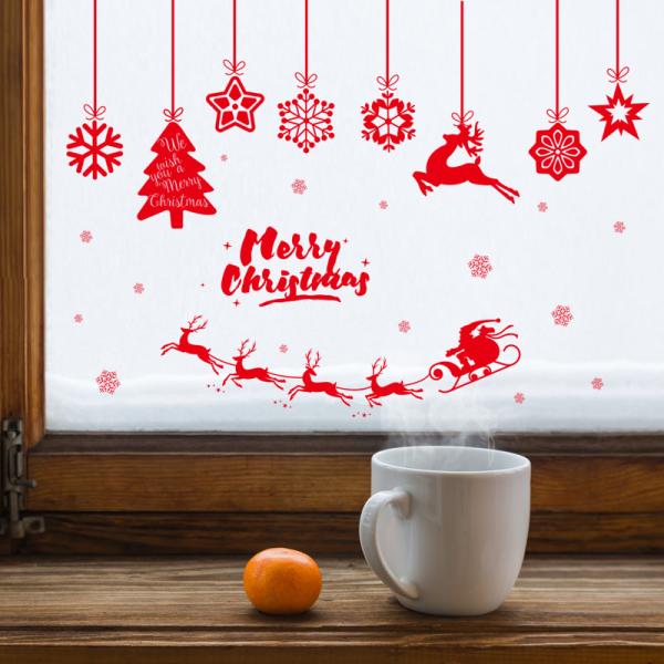 PVC 3D Christmas Wall Stickers Living Room Decoration Self Adhesive Easy To Stick