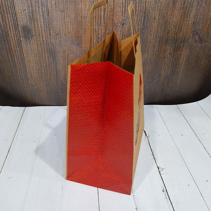 Thickened Custom Logo Flat Handle Kraft Paper Bags Eco Friendly For Retail Store Daily Shopping Packaging
