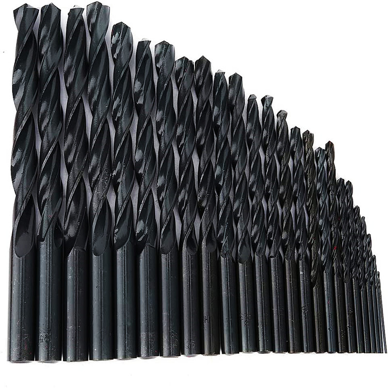 25Pc Industrial Diamond Drill Bit 4241 High Speed Half Ground Jobber Black Finish