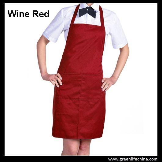 Polyester wine red advertisement apron ready for logo printing men women tool accessory