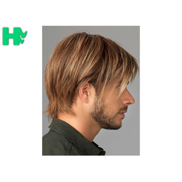 Fashion New Arrival Mens Hair Pieces Wigs With Side Bang For Young Men Use