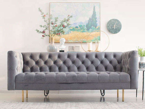 Высота стиля 80cm роскошной зеленой софы фермуара тяги софы бархата модульной американская