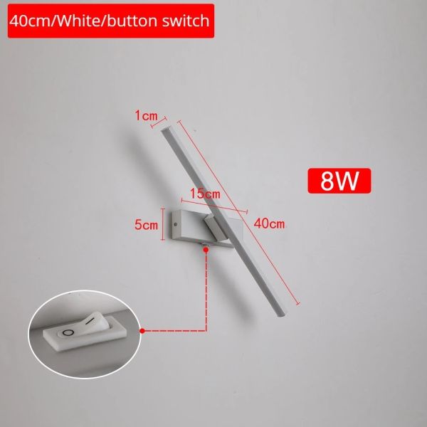 330° Rotatable LED Wall Light Minimalist black Bathroom Strip mirror front light(WH-MR-81)
