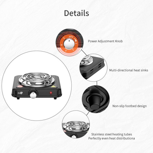 OEM Portable Single Burner Electric Stove 1000W Spiral Coil Hotplate Mini 220v Iron Heating Solid Household Kitchen Use