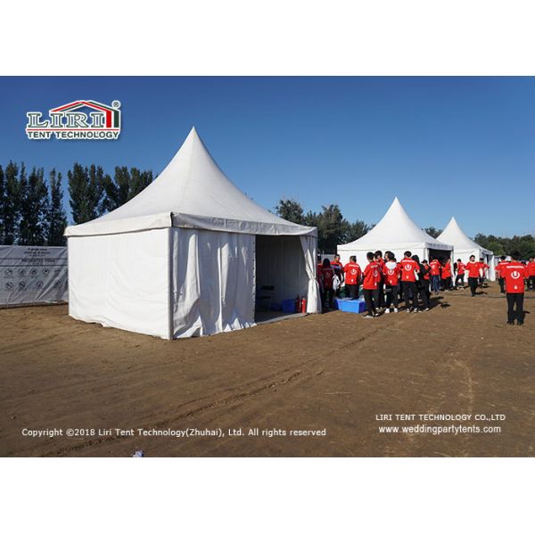 5 X 5m Windproof Aluminum Pagoda Gazebo Canopy Tent With White Plain PVC Sidewalls