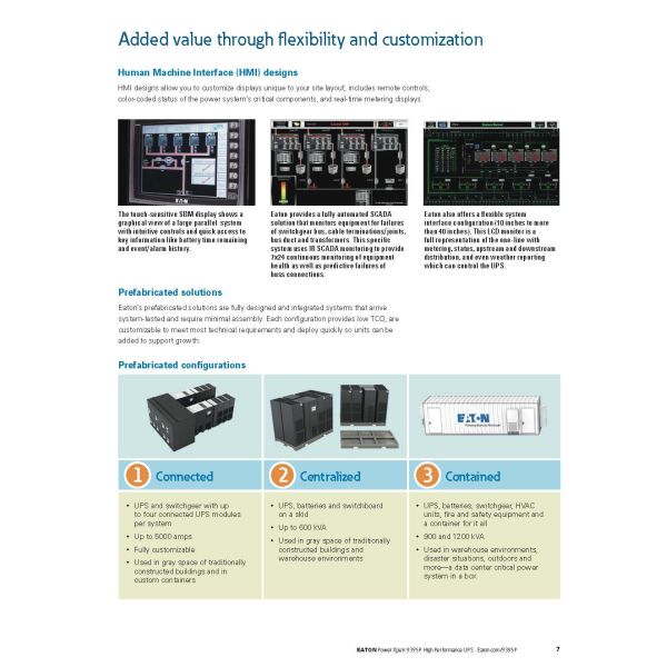 Eaton Power Xpert 9395 200KVA 250KVA 300KVA 400KVA 500KVA 550KVA 600KVA 3-фазная система онлайн-УПС