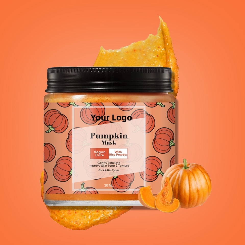 OEM ODM brand vegetarian female skin care pumpkin cleaning facial mask whitening brightening gloss gently exfoliating cleaning facial mask
