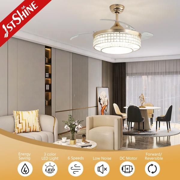 Home Office Função Ar condicionado Iluminação LED Ventilador de teto dourado com lâminas ocultas