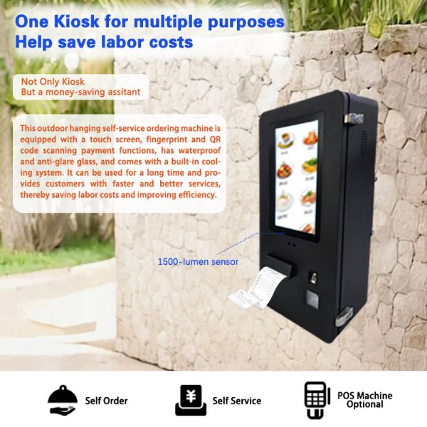 Floor Standing Self-Ordering Kiosk with QR Scanner & Printer