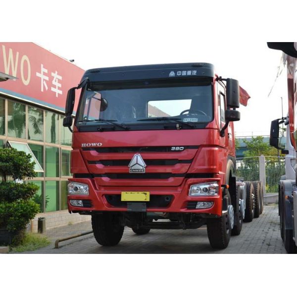 8X4 LHD Euro 2 336HP Red Commercial Cargo Box Truck 30-60 Tons