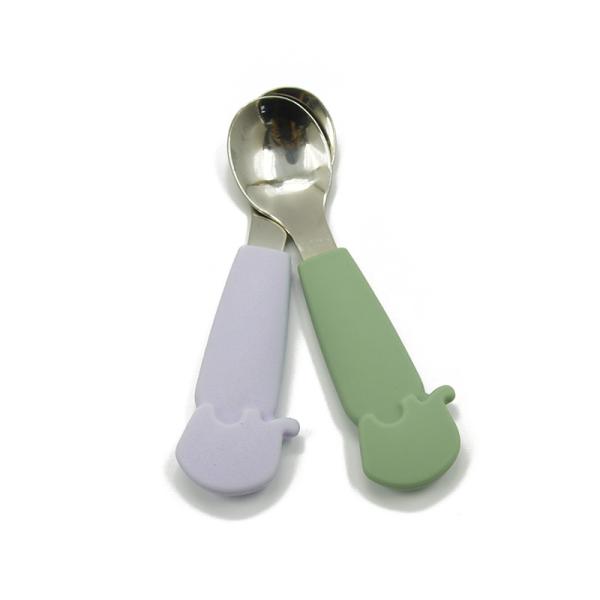 Customized  Pantone Color Silicone Feeding Spoon Kids Tableware Flatware